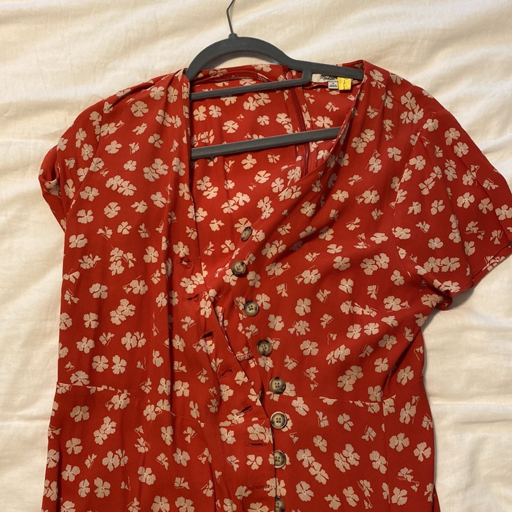 Madewell Red Floral Midi Dress - Picture 2 of 2